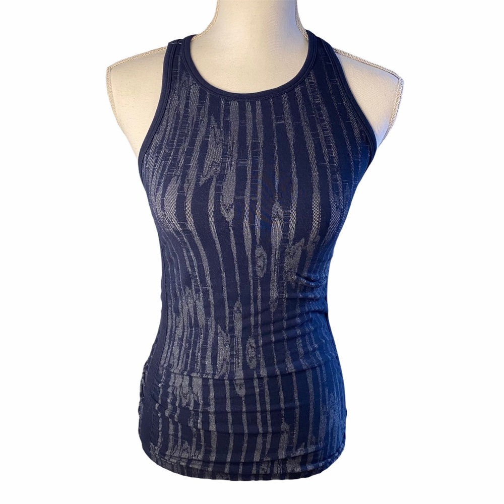 Athleta Ikat Pure Seamless Navy Blue Tank Top